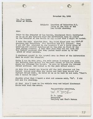 [Report from H. L. McGee to Chief J. E. Curry, November 24, 1963]