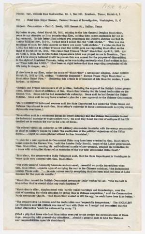 [Letter to John Edgar Hoover from Johnnie Mae Hackworthe]