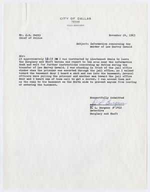 [Report to Chief J. E. Curry by D. L. Burgess, regarding the murder of Lee Harvey Oswald #2]