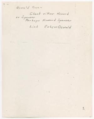 [Handwritten note suggesting an investigation of Howard Spencer]