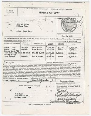 [Notice of Levy for back taxes owed by Jack Ruby #2]