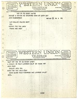 [Telegrams from Citizens to Jack Ruby]