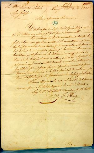 [Letter from Political Chief to Lorenzo Zavala] October 6th 1835