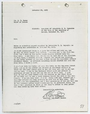 [Report from R. E. Swain to Chief J. E. Curry, November 26, 1963]