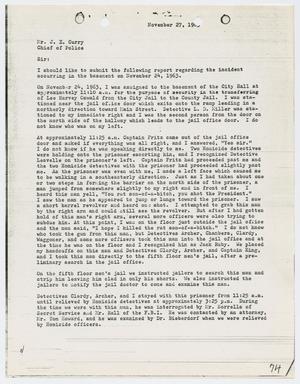[Report from T. D. McMillon to Chief J. E. Curry, November 27, 1963]