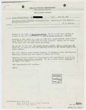 Primary view of object titled '[Intelligence Report by T. D. McMillon Concerning Marina Oswald Porter]'.