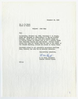 [Report to Chief J. E. Curry by H. M. Hart, regarding the activities of Jack Ruby on November 23, 1963]