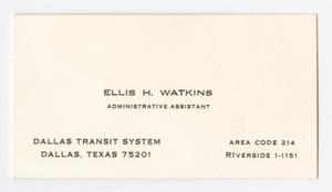 [Business Card for Ellis Watkins]