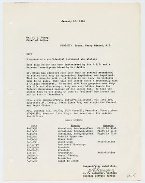 [Report to J. E. Curry by W. P. Gannaway, January 15, 1964]