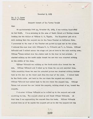 [Report from Charles T. Walker to Chief J. E. Curry, concerning the arrest of Lee Harvey Oswald #2]