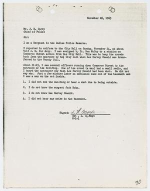 [Report from L. W. Mayo to Chief J. E. Curry, November 26, 1963]