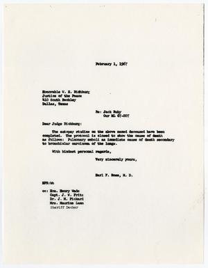 [Letter from Earl F. Rose to W. E. Richburg, February 1, 1967]