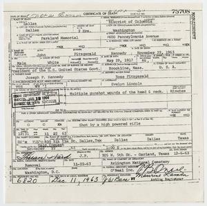 [Death Certificate of John F. Kennedy]