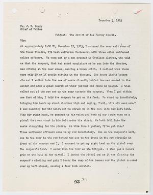 [Report from M. N. McDonald to Chief J. E. Curry, concerning the arrest of Lee Harvey Oswald #2]
