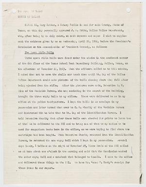 Primary view of object titled '[Statement by J. W. Fritz concerning evidence at the Texas School Book Depository #2]'.
