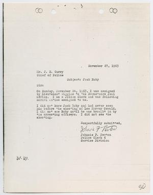 [Report from Johnnie F. Newton to Chief J. E. Curry, November 27, 1963]