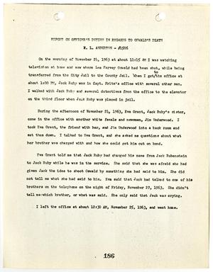 Primary view of object titled '[Report on Officer's Duties, in regards to Lee Harvey Oswald's death, by K. L. Anderton #1]'.
