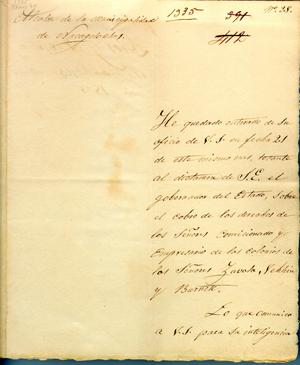[Letter from Alcalde to Political Chief] March 24th, 1835