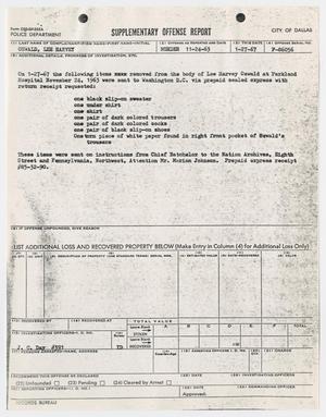 [Various Documents Regarding Transfer of Lee Harvey Oswald's Clothing]