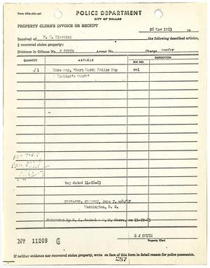 [Property Clerk's Invoice or Receipt for maps of Dallas, by B. J. Smith #1]