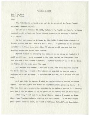 [Report by Detective of Police Paul L. Bentley to Chief of Police J. E. Curry, December 2, 1963 #2]