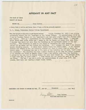 [Affidavit in Any Fact - Statement by M. L. Baker, November 22, 1963 #4]