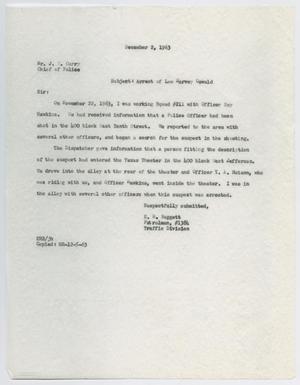[Report by Patrolman E. R. Baggett to Chief of Police J. E. Curry, December 2, 1963 #3]