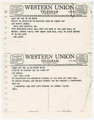 [Telegrams to Lee Harvey Oswald, November 23 & 24, 1963]
