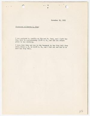 [Statement by Marvin L. Wise, concerning the murder of Lee Harvey Oswald]