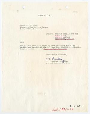 [Report to W. F. Dyson by C. T. Burnley, March 10, 1967 #2]