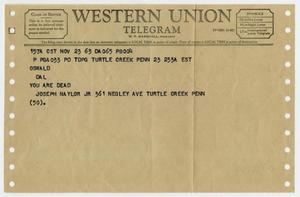 [Telegram from Joseph Naylor, Jr. to Lee Harvey Oswald, November 23, 1963]