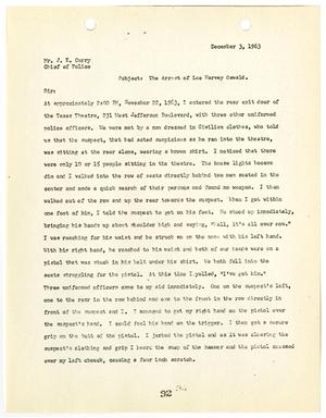 [Report from M. N. McDonald to Chief J. E. Curry, concerning the arrest of Lee Harvey Oswald #1]