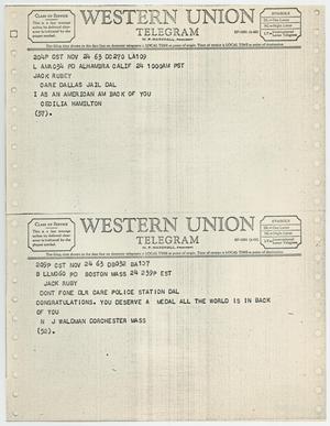 [Telegrams to Jack Ruby from Cecilia Hamilton and N. J. Waldman, November 24, 1963 #1]
