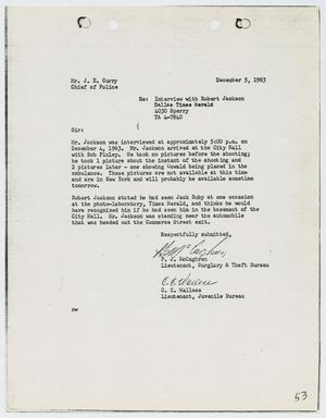 [Report from P. G. McCaghren to Chief J. E. Curry, December 5, 1963]