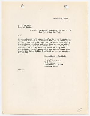 [Report concerning a request for U. P. I. photographs of Jack Ruby]