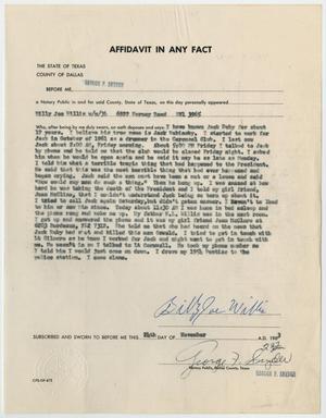 Primary view of object titled '[Affidavit in Any Fact - Statement by Billy Joe Willis, November 24, 1963 #2]'.