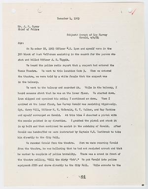[Report from Bob K. Carroll to Chief J. E. Curry, concerning the arrest of Lee Harvey Oswald #2]