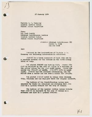 [Report to W. P. Gannaway by D. N. Boyd, January 28, 1964]