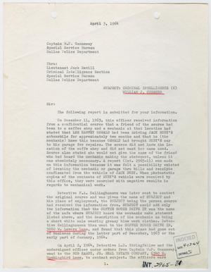 Primary view of object titled '[Report to W. P. Gannaway by W. S. Biggio, April 3, 1964 #1]'.