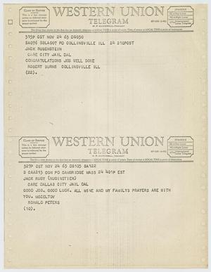 [Telegrams to Jack Ruby from Robert Burns and Ronald Peters, November 24, 1963 #2]