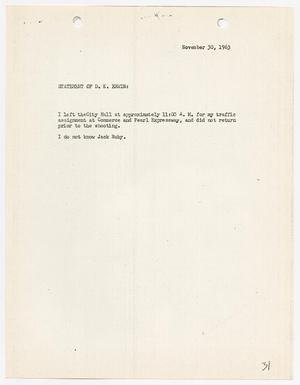 [Statement by D. K. Erwin, concerning the murder of Lee Harvey Oswald]