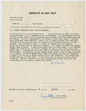[Affidavit in Any Fact - Statement by M. L. Baker, November 22, 1963 #3]