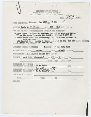 [Crime Scene Section Form by J. W. Fritz]