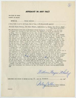 [Affidavit in Any Fact - Statement by William Wayne Whaley, November 23, 1963]