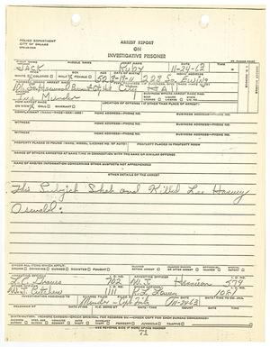 [Arrest Report on Investigative Prisoner Jack Ruby #1]