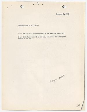 [Statement by C. G. Lewis, concerning the murder of Lee Harvey Oswald]