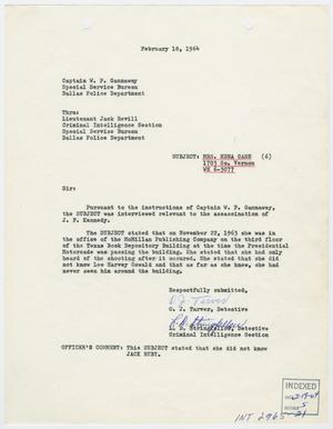 Primary view of object titled '[Report to W. P. Gannaway by O. J. Tarver and L. D. Stringfellow, February 18, 1964 #1]'.