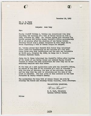 [Report to J. E. Curry by H. M. Hart, December 18, 1963]