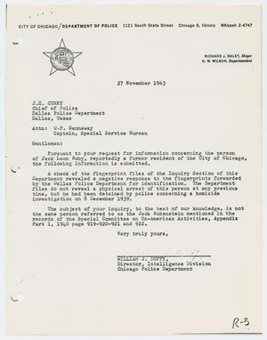 [Letter to J. E. Curry and W. P. Gannaway from William J. Duffy, November 27, 1963]
