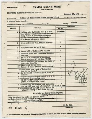 [Property Clerk's Invoice or Receipt, November 26, 1963 #1]